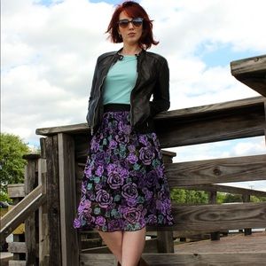 Purple Rose Print LuLaRoe Lola Skirt-Size Small